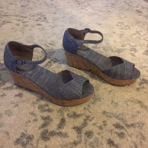 Chambray Toms Wedges